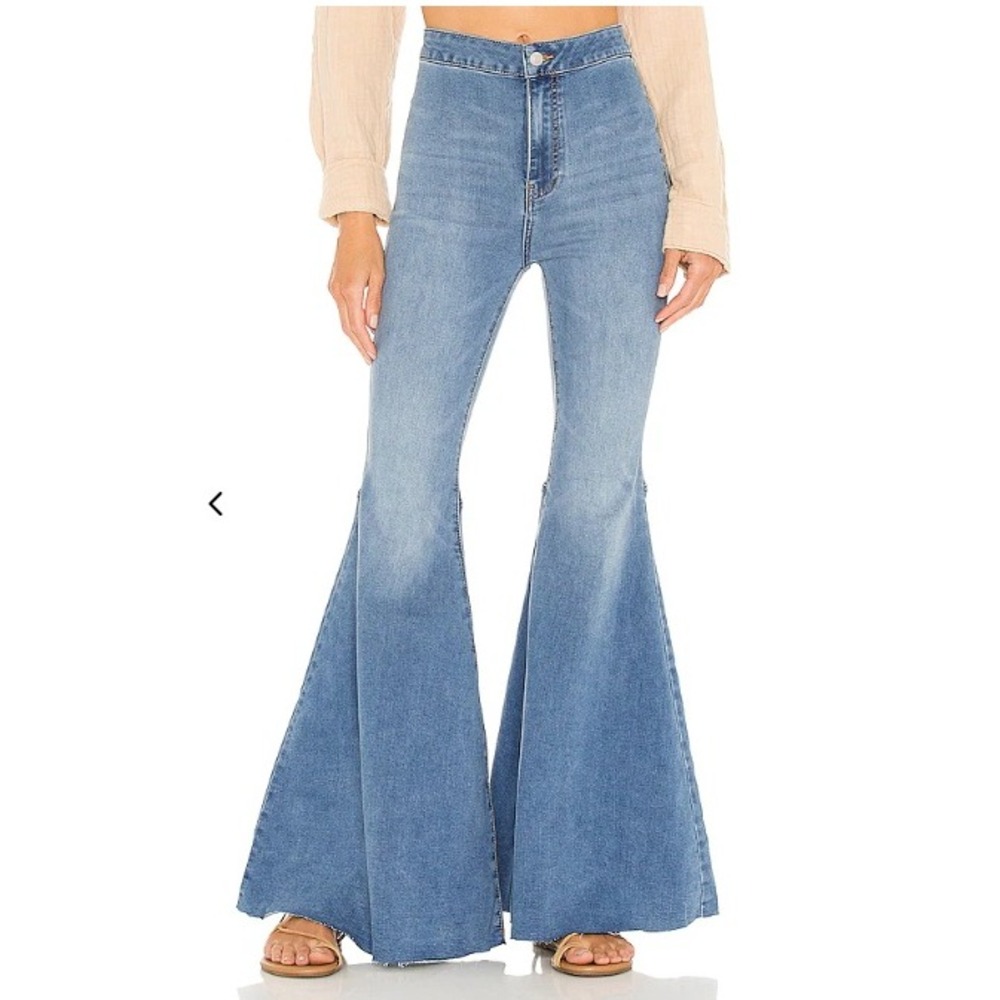 Free People We The Free Just Float On Flare Jeans Bellbottoms Blue Size 27‎